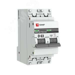 Автоматический выключатель ВА 47-63 6кА 2P 63А (D) PROxima mcb4763-6-2-63D-pro EKF