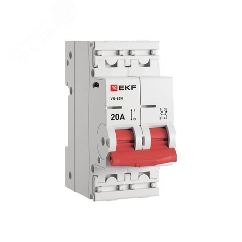 Выключатель нагрузки (ВН) двухполюсный 2P 20А ВН-63N S63220 PROXIMA EKF - фото 1