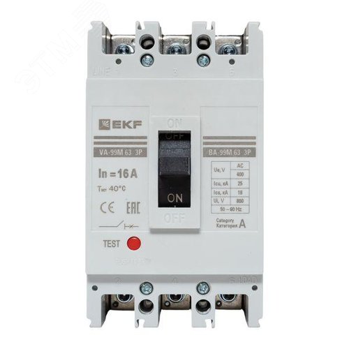 Изображение товара Выключатель автоматический ВА-99М 63/16А 3 полюса 20кА (шт)