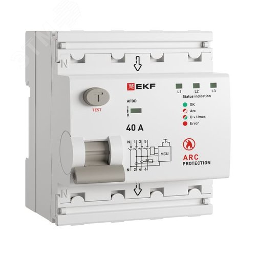 Устройство защиты от дугового пробоя (УЗДП) 3P+N 40А PROXIMA EKF - фото 3
