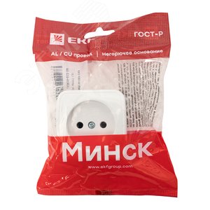 Розетка Минск одноместная ОП 10А без заземления белая EGR10-022-10 EKF - 2