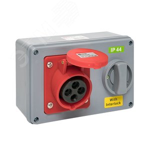 Розетка с блокировкой и выключателем 1414 3Р+РЕ 16А 380В IP44 - фото 3