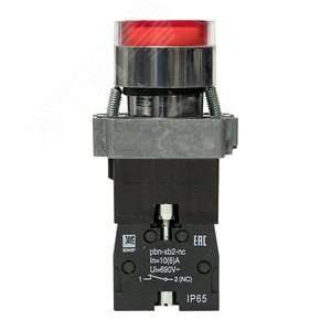 Кнопка BA42 с подсветкой 230В красная NC IP65 PROxima - фото 2