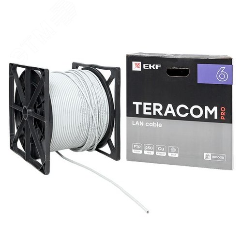 Витая пара TERACOM PRO 6 F/UTP 4 пары solid 23AWG PVC серый 305м - фото 7