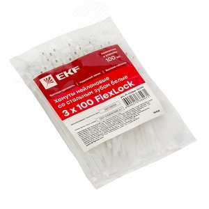 Хомут нейлоновый со стальным зубом (б), 3x100 (100шт) PROxima - фото 2