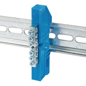 Шина 0 N (6x9мм) 6 отв. цинк синий изолятор на DIN-рейку - фото 3