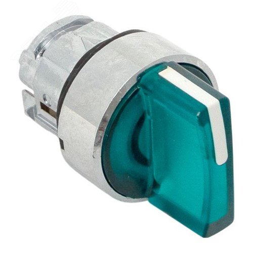 Исполнительный механизм переключателя SB4 зеленый на 3 положения возвратный без фиксации, с подсветкой с короткой ручкой IP65 - фото 8