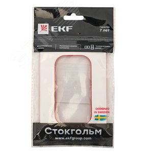 Стокгольм Рамка для розетки 2-местная белая с линией цвета красный EYM-G-304-20 EKF - 3