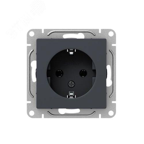 Механизм розетки  16А  с заземлением  без шторок  графит Эпика EKF - фото 1