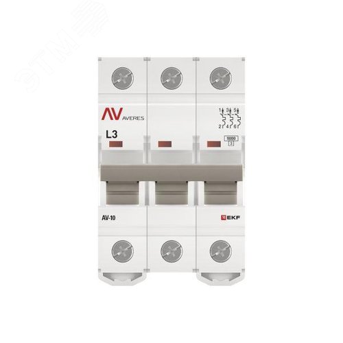 Выключатель автоматический AV-10 3P 3A (L) 10kA AVERES - фото 4
