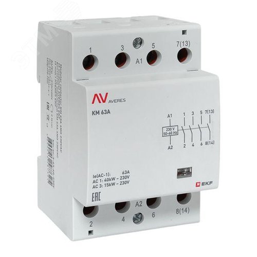 Изображение товара Контактор модульный КМ 63А 4NO 230VAC (3 мод.) AVERES (шт)