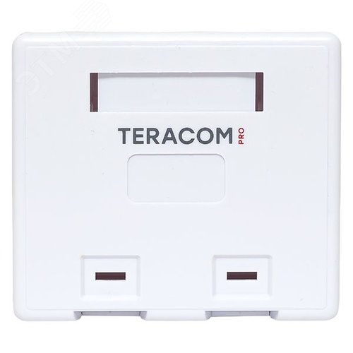 Корпус настенной розетки TERACOM PRO на 2 модуля Keystone со шторками и маркерами белый - фото 2