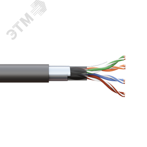 Витая пара TERACOM 5E F/UTP 4 пары solid OUT LDPE черный 305м - фото 2