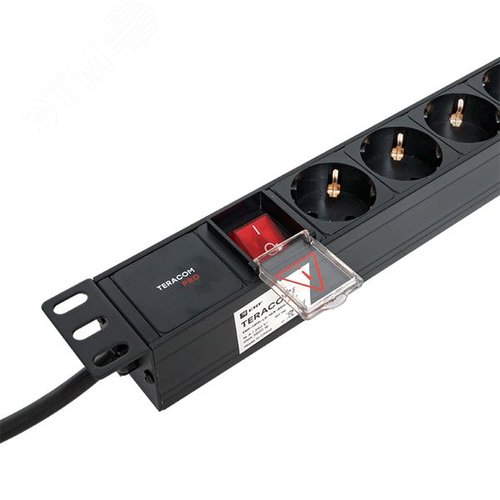 Блок розеток PDU TERACOM PRO 19'' 1U 16А/250В 8 розеток Schuko с выключателем шнур питания длиной 2 метра сечение 3x1.5 мм2 вилка Schuko корпус алюминий черный - фото 7