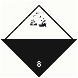 Знак для маркировки опасных грузов ''Кл.8'' 250х250 мм, пленка самоклеящаяся ГОСТ 19433-88
