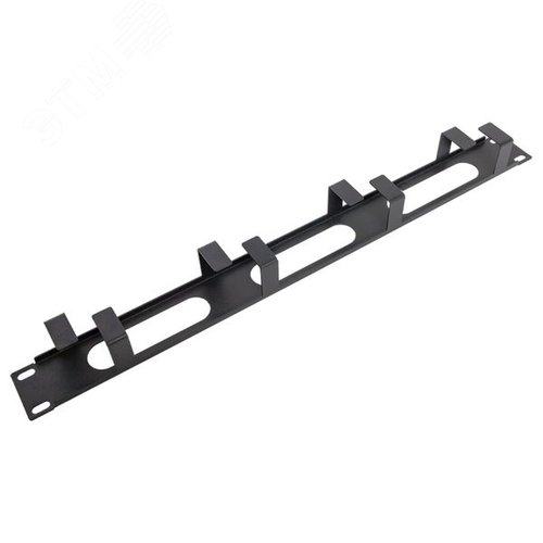 Органайзер кабельный TERACOM 1U 4 кольца с окнами металлический чёрный - фото 4