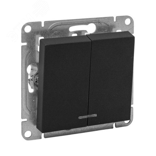 Эпика Механизм выключателя 2кл. с подсветкой черный EKF - фото 1