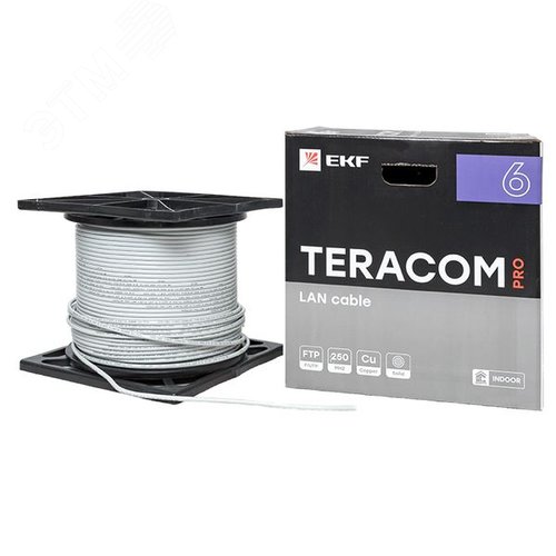 Витая пара TERACOM PRO 6 F/UTP 4 пары solid 23AWG PVC серый 305м - фото 8