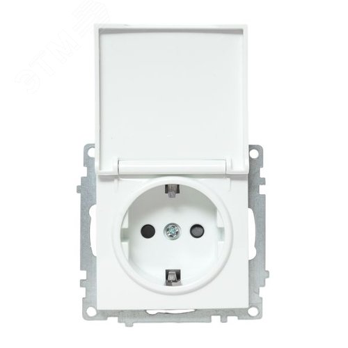 Валенсия Механизм розетки 1-местной с/з 16А белая с крышкой и защ. штор. IP44 EKF - фото 8