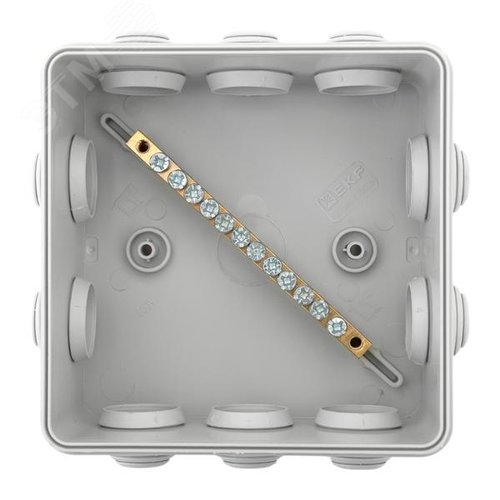 Коробка уравнивания потенциалов КУП-030-014 с крышкой наружная (100х100х50) для прямого монтажа, 10 мембр. вводов серая IP55 EKF - фото 5