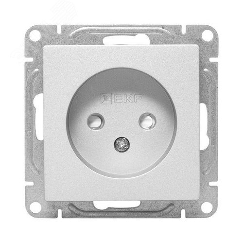 Эпика Механизм розетки 16А без заземления со шторками алюминий EKF - фото 2