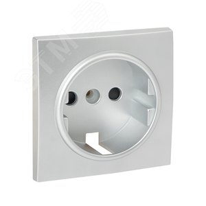 Валенсия лицевая панель розетки 1-местной с/з 16А сталь с защ. штор. - фото 1