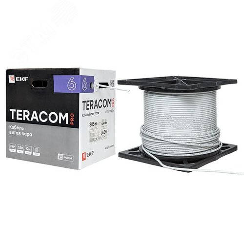 Витая пара TERACOM PRO 6 F/UTP 4 пары solid 23AWG LSZH нг(А)-HF серый 305м - фото 8