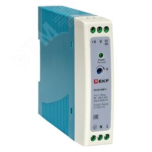 Изображение товара Блок питания на дин рейку 20 вт, 220 В AC /5 В DC (шт)