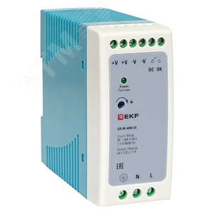 Изображение товара Блок питания на дин рейку 40 Вт, 220 В AC /24 В DC (шт)