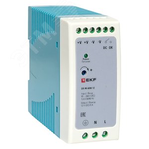 Изображение товара Блок питания на дин рейку 60 Вт, 220 В AC /12 В DC (шт)