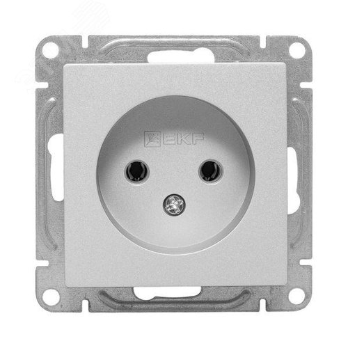 Эпика Механизм розетки 16А без заземления без шторок алюминий EKF - фото 2