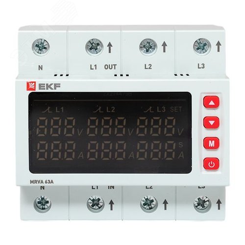 Трехфазное реле напряжения и тока с дисп. MRVA 63A - фото 3