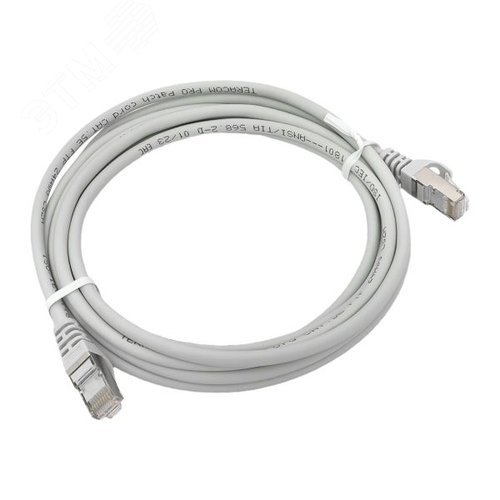 Патч-корд TERACOM PRO Cat.5E экранированный FTP оболочка LSZH серый (3.0м) - фото 1