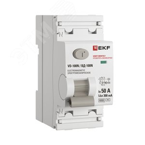 Выключатель дифференциального тока ВД-100N  2P 50А 300мА тип AC эл-мех 6кА PROXIMA EKF E1026M50300 EKF