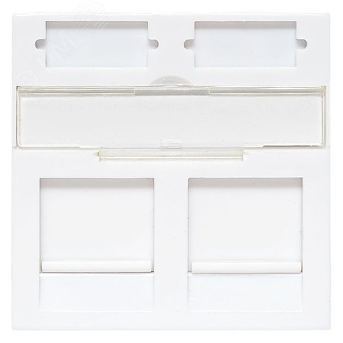 Вставка розеточная TERACOM PRO 45x45мм формат Mosaic на 2 модуля Keystone со шторками и маркерами белая - фото 3