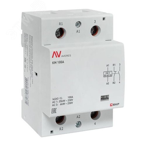 Изображение товара Контактор модульный КМ 100А 1NC+1NO 230VAC (3 мод.) AVERES (шт)