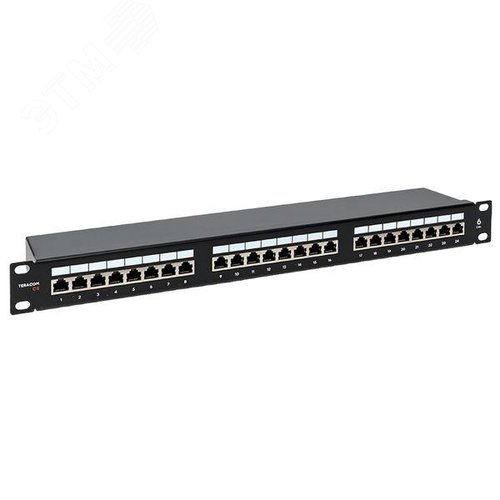 Патч-панель TERACOM CS 19'' Cat.6 1U полный экран STP 24 порта RJ-45 Dual IDC с органайзером - фото 1