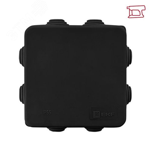 Коробка распределительная КМР-030-031 с крышкой 85x85x40) для прямого монтажа 8 мембр. вводов чёрная IP55 розн. стикер EKF - фото 5
