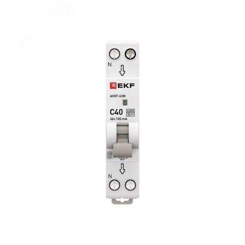 Дифференциальный автомат Автоматический выключатель дифференциального тока АВДТ-63М 40А/100мА (1мод, хар. C, электронный, тип A) 6кА PROxima - фото 3