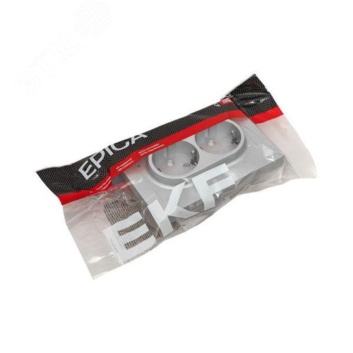 Эпика Механизм розетки двойной 16А с заземлением со шторками с рамкой алюминий EKF - фото 8