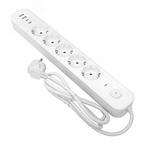 Удлинитель LUX 5 гнезд 2USB 2,4А+2type-C 1,5 метра 1,5мм2 - фото 2