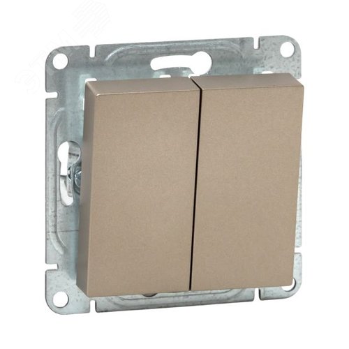 Механизм выключателя. двухклавишный. шампань Эпика EKF - фото 1