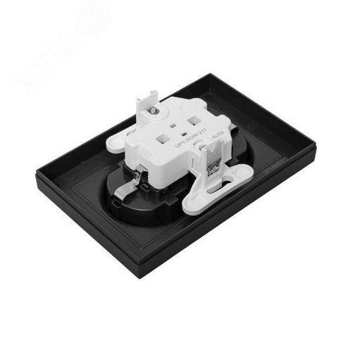 Эпика Механизм розетки двойной 16А с заземлением со шторками с рамкой черный EKF - фото 7