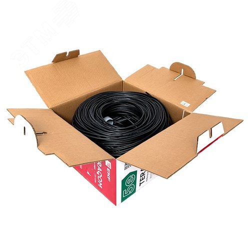 Витая пара TERACOM 5E F/UTP 4 пары solid OUT LDPE черный 305м - фото 6