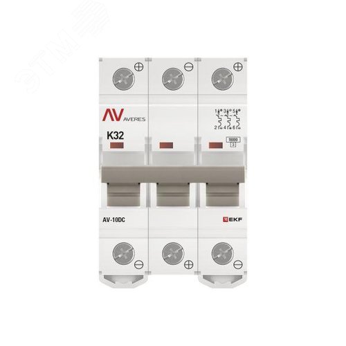 Выключатель автоматический AV-10 DC 3P 32A (K) 10kA AVERES - фото 4