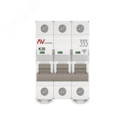 Выключатель автоматический AV-6 3P 20A (K) 6kA AVERES - фото 3