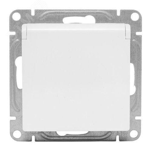 Эпика Механизм розетки 16А IP44 с заземлением со шторками c крышкой белый EKF - фото 3