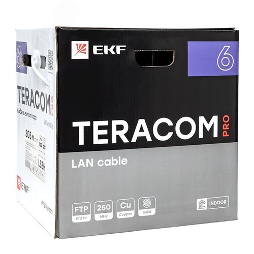 Витая пара TERACOM PRO 6 F/UTP 4 пары solid 23AWG LSZH нг(А)-HF серый 305м - фото 3