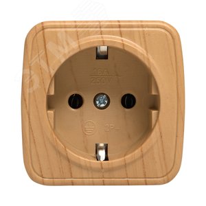 Розетка 1-местная ОП Минск 16А с заземлением светлое дерево - фото 3