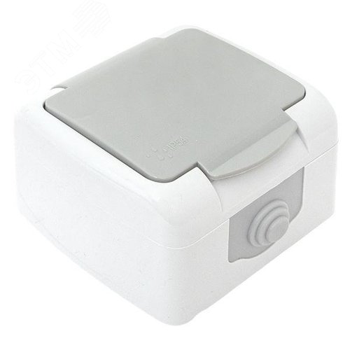 Розетка 1-местная Мурманск 16А с заземлением с крышкой IP54 серый с защитными шторками - фото 8